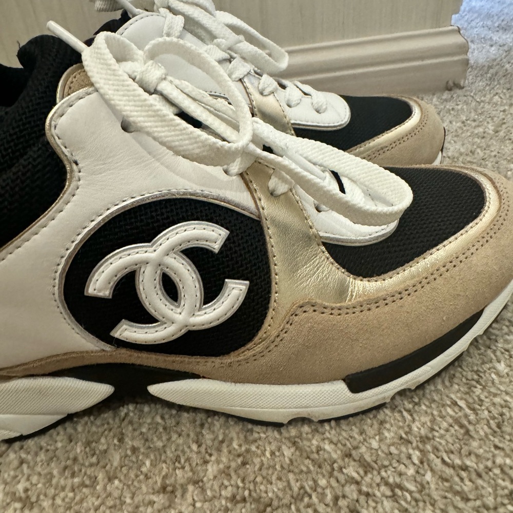 CHANEL Black and Cream Athletic Shoes - Picture 3 of 7